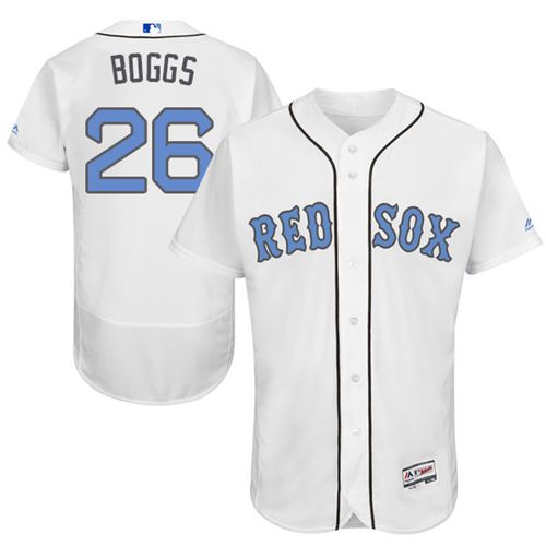 Red Sox #26 Wade Boggs White Flexbase Authentic Collection Father's Day Stitched MLB Jersey - Click Image to Close